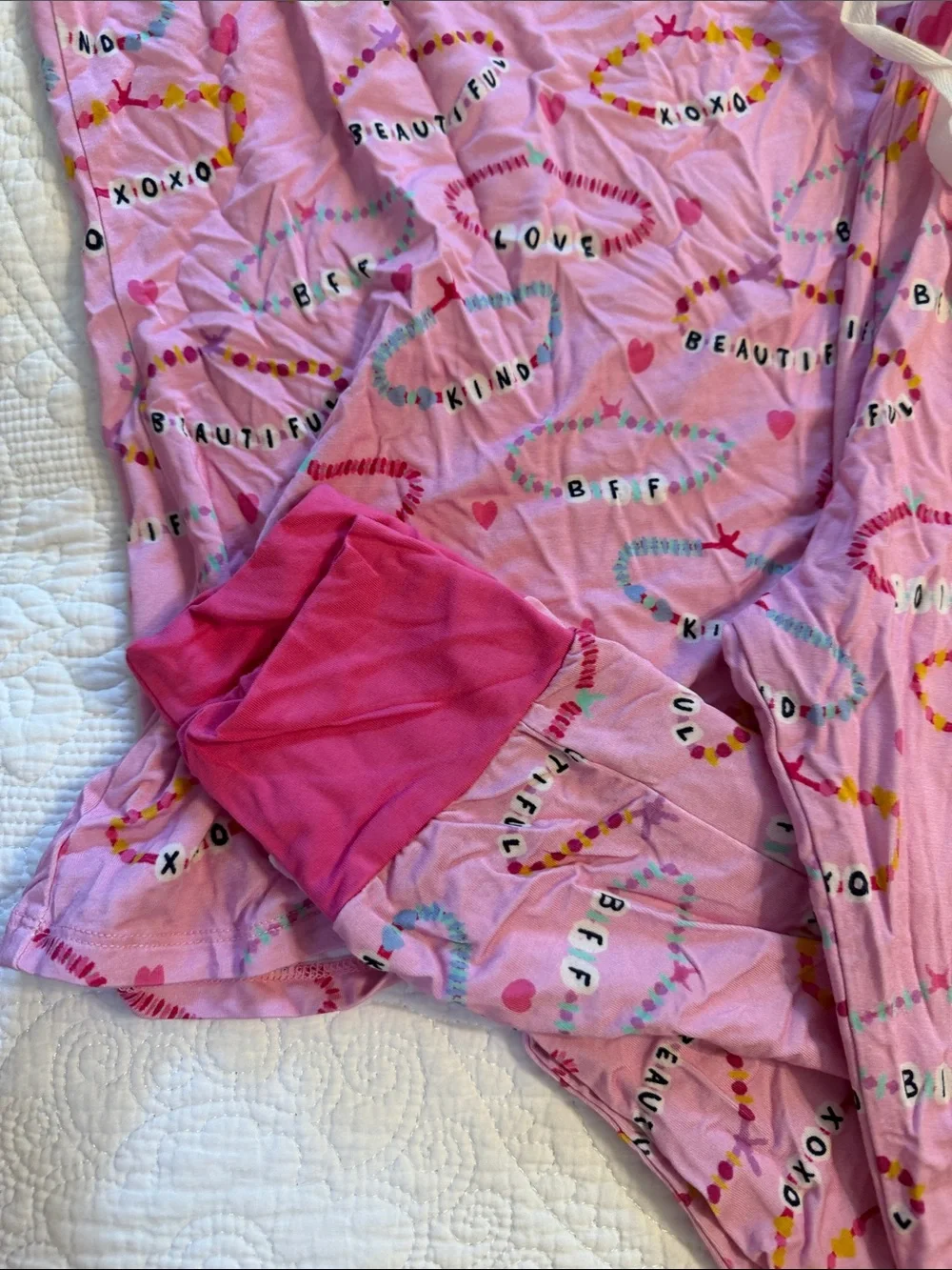 Women’s pink 'Love' Heart Pattern Pajama Set